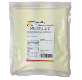 Medley Hills Farm buttermilk powder in sealed bag for freshness and easy storage