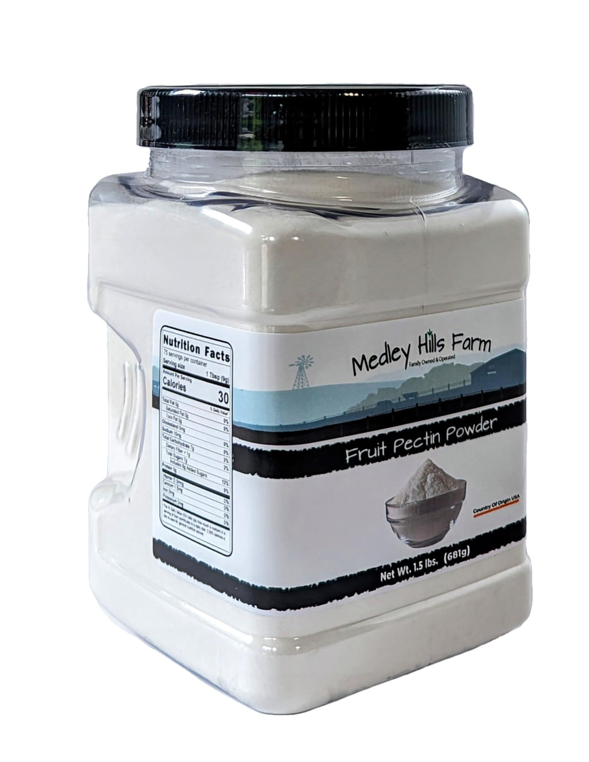 Medley Hills Farm Fruit Pectin Powder scoop showing precise portion control for recipes