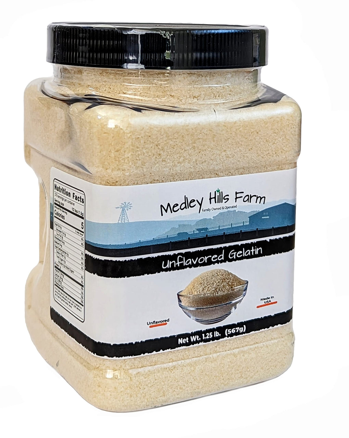 Medley Hills Farm gelatin granules ready to bloom when mixed with hot liquid