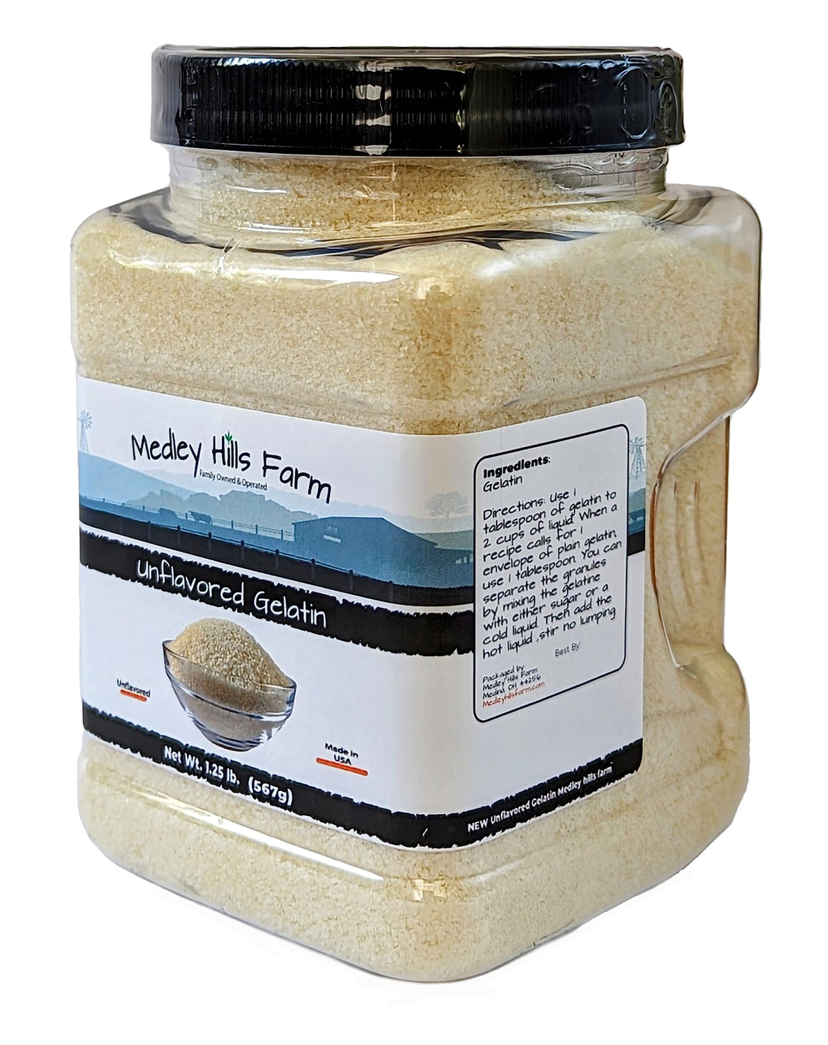Medley Hills Farm unflavored gelatin acts as a versatile thickener in desserts and savory dishes
