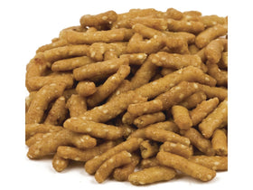 Medley Hills Farm Honey Roasted Sesame Sticks bag close-up shows crispy texture.