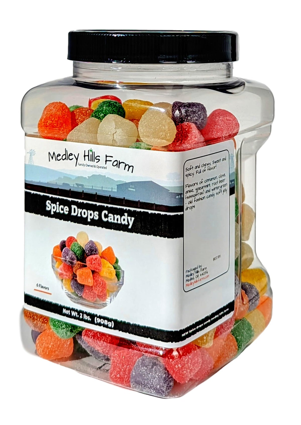 Medley Hills Farm Spice Drops assorted flavors arranged on a tray for tasting