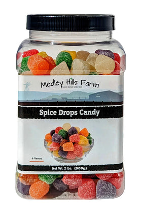 Medley Hills Farm Spice Drops container display for easy storage and quick snacks