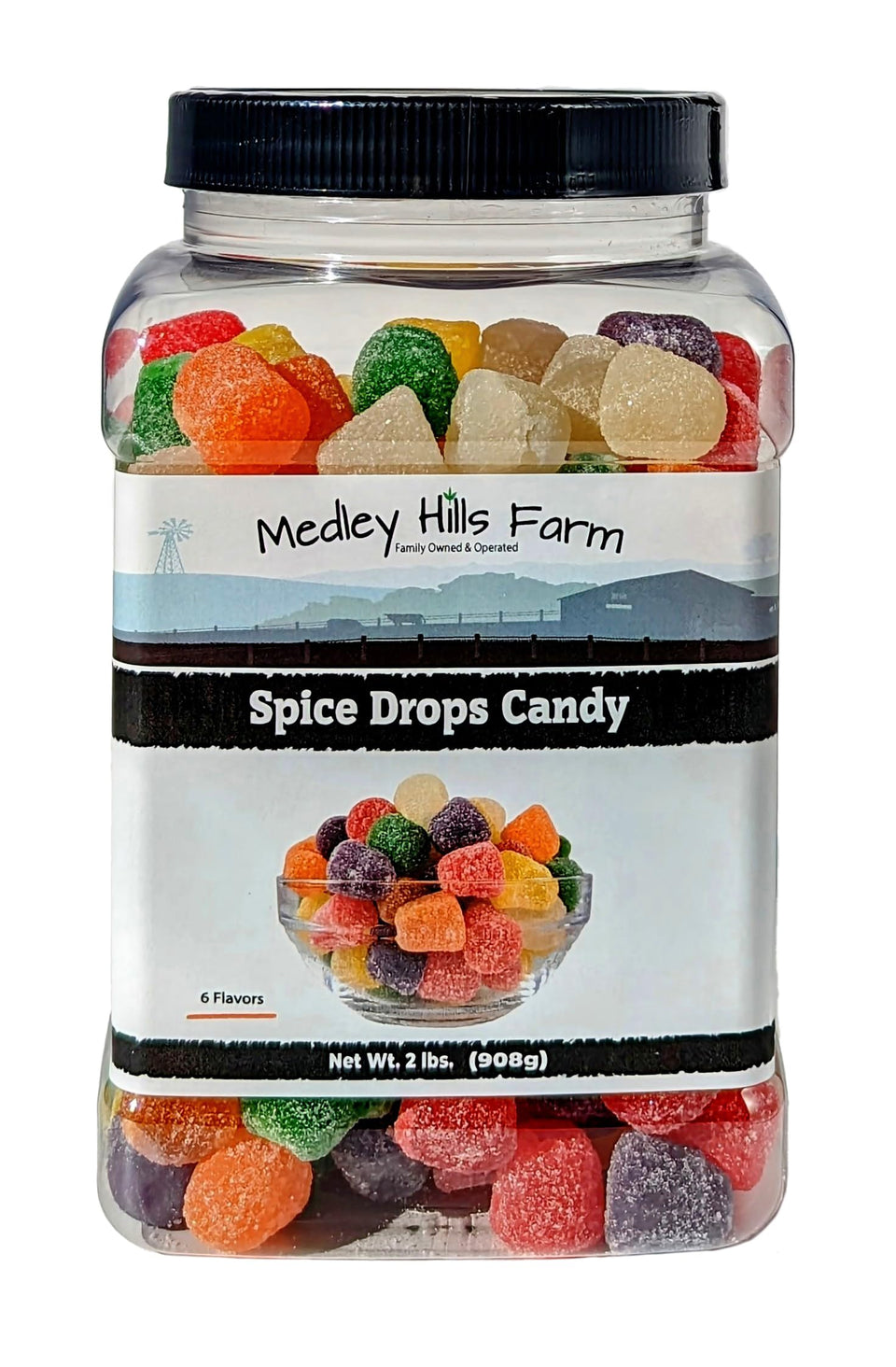 Medley Hills Farm Spice Drops container display for easy storage and quick snacks