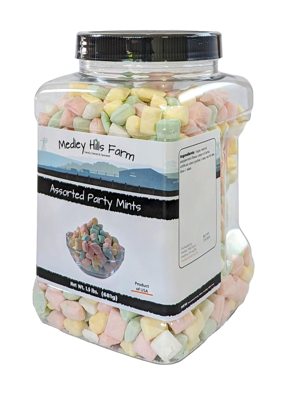 Medley Hills Farm wedding favors mints with a light mint finish.