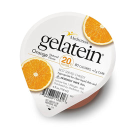 Medtrition Gelatein Orange bottle highlighting sugar-free, high-protein gelatin for versatile diets.