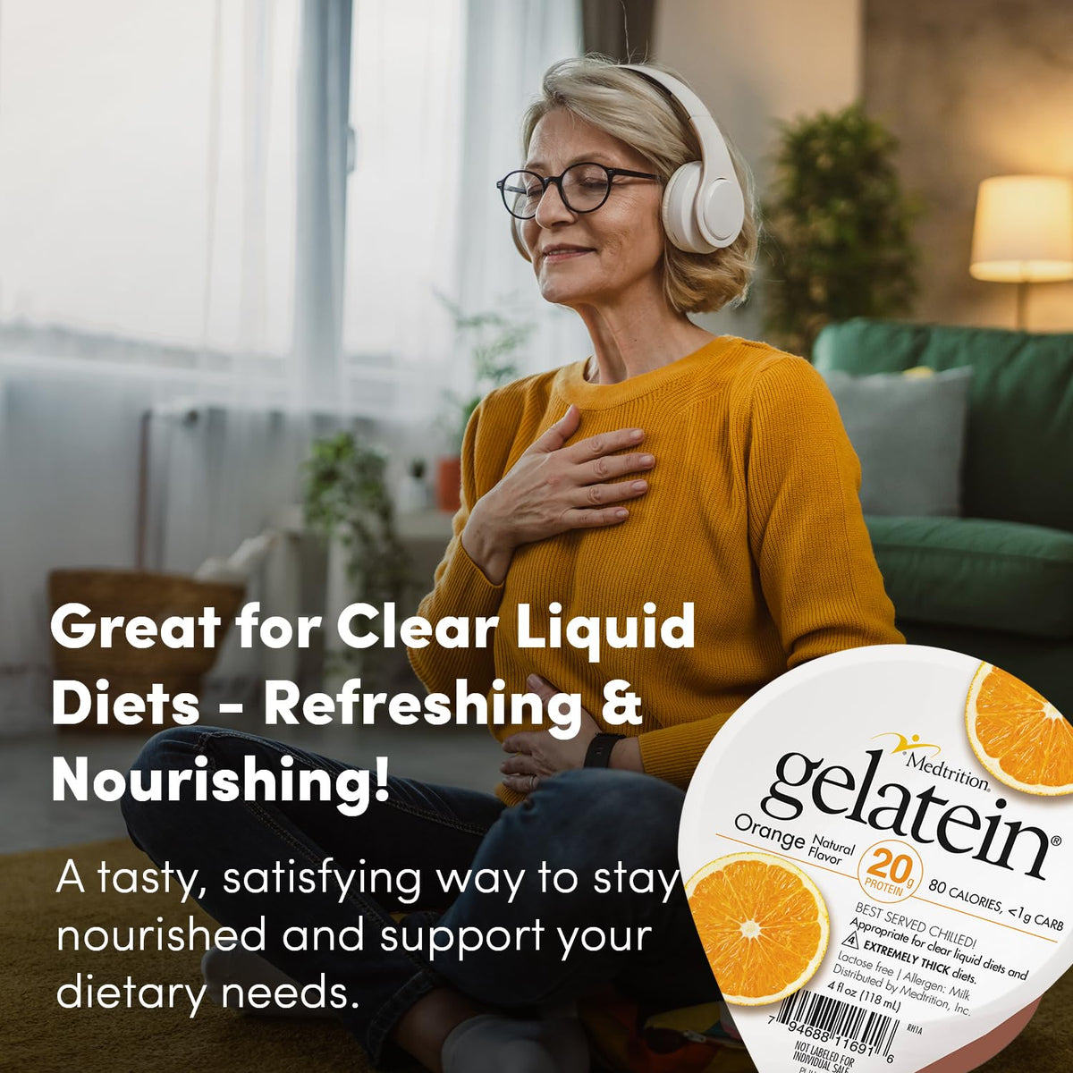 Medtrition Gelatein Orange served with clear liquids for specialized diets.