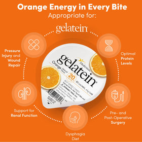 Medtrition Gelatein Orange texture close-up highlights thick, smooth consistency for easy swallowing.