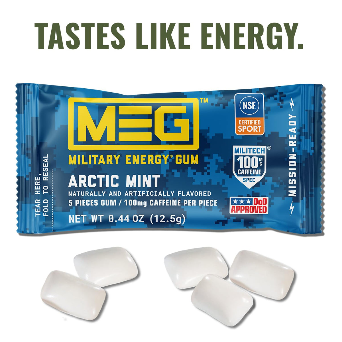 MEG Arctic Mint pack front view highlighting compact on-the-go energy.