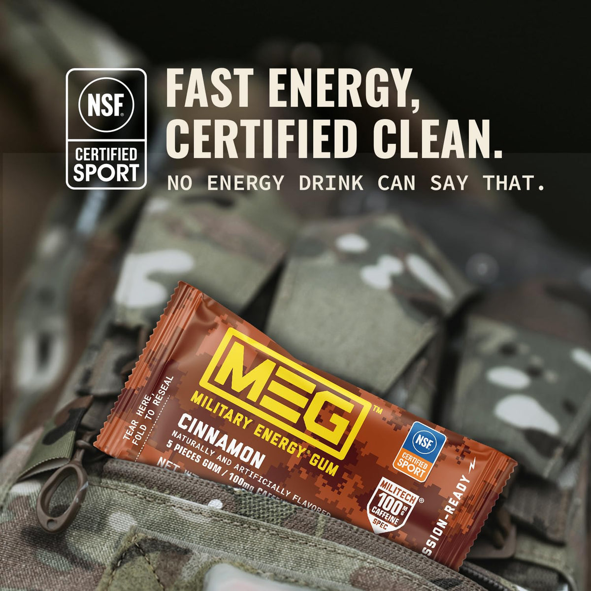 MEG Cinnamon with NSF for Sport logo and DoD badge