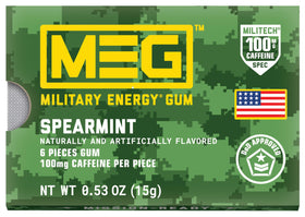 MEG energy gum 100 mg caffeine pieces close-up for a fast boost.