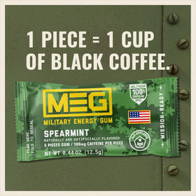 MEG Military Energy Gum on-the-go packet for quick energy between tasks