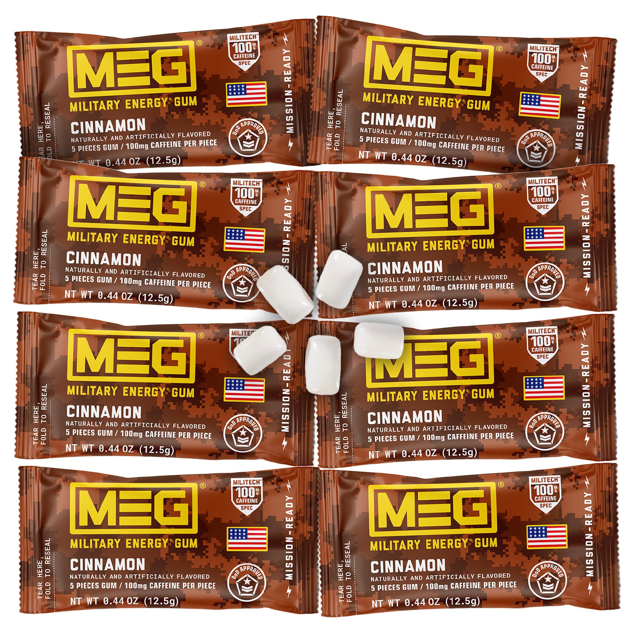 MEG - Military Energy Gum | 100mg of Caffeine Per Piece + Increase Ene ...