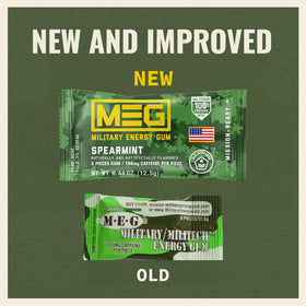 MEG Military Energy Gum pocket-friendly packaging for travel and workouts