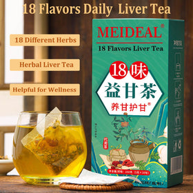 Meideal Daily Liver Tea bags closeup showing herbal ingredients