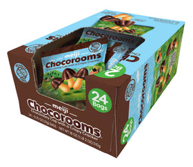 Meiji Chocorooms mushroom-shaped crackers inviting easy nibbling.