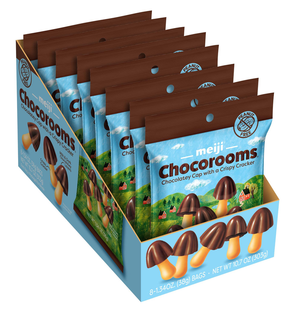 Meiji Chocorooms mushroom-shaped crackers for on-the-go snacking