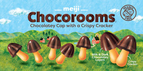 Meiji Chocorooms packaging image showing single-serve bags