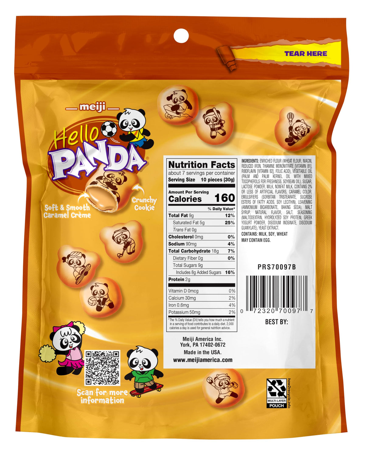 Meiji Hello Panda Cookies creme filled interior adds creamy contrast.
