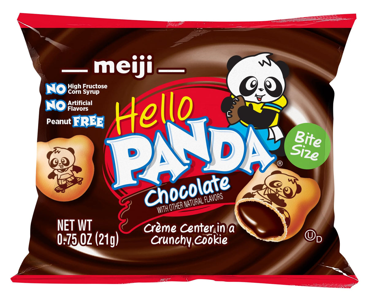 Meiji Hello Panda featuring panda sport designs to spark imagination during snack time.