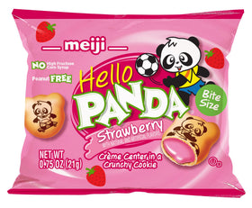 Meiji Hello Panda cookies shell with panda sports drawings, adding playful visual appeal.