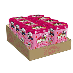 Meiji Hello Panda cookies packaging highlighting the strawberry crème center for a kid-friendly snack.