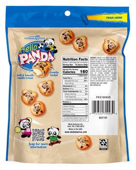 Meiji Hello Panda Vanilla Creme filling revealed, creamy center pairs with crisp shell.