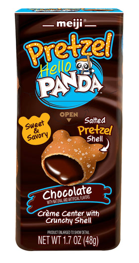 Meiji Hello Panda Pretzel chocolate creme detail emphasizes smooth center.