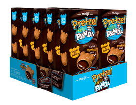 Meiji Hello Panda Pretzel Cookies packaging highlights ten-pack convenience for sharing.