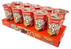 Meiji Yan Yan dipping sticks with chocolate crème in cups for a playful, shareable snack.