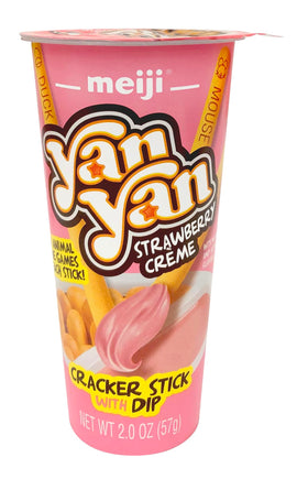 Meiji Yan Yan cracker sticks with strawberry crème, kid-friendly texture for snack time