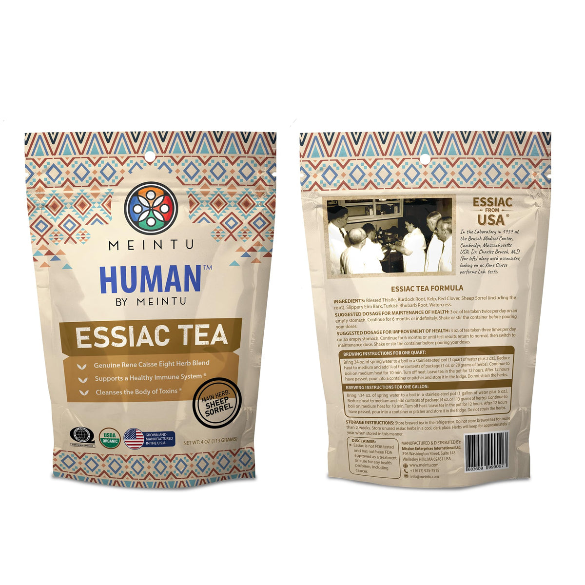 MEINTU Essiac Tea 8-Herb Powder with a measuring scoop for easy brewing.