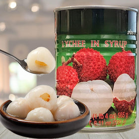 Mekoman lychee can sorbet features lychee juice for a refreshing dessert