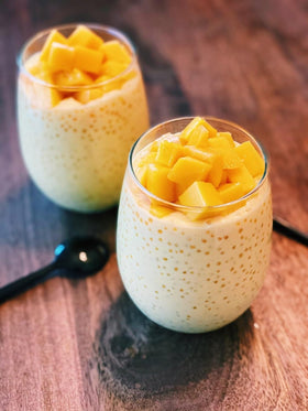 Mekoman mini sago pearls ideal for bubble tea, chewy bites in milk tea.