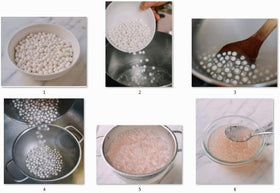 Mekoman sago pearls in savory soup, adds texture to broths.