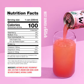Mela Watermelon Water 12-pack displayed on a shelf for grab-and-go hydration.