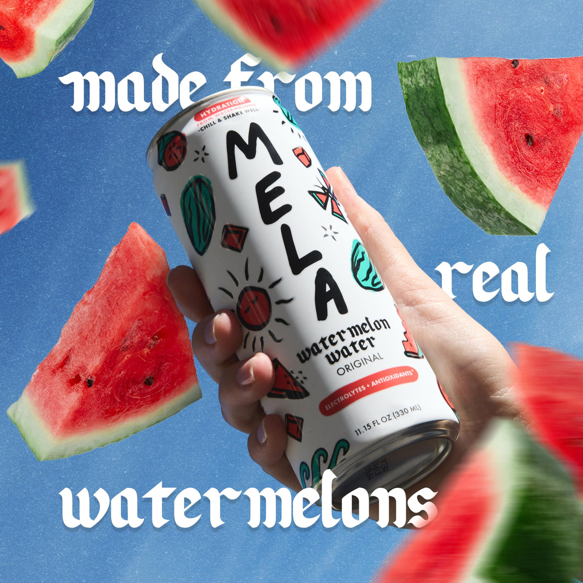 Chilled Mela Watermelon Water poured over ice, ideal for a hot day.