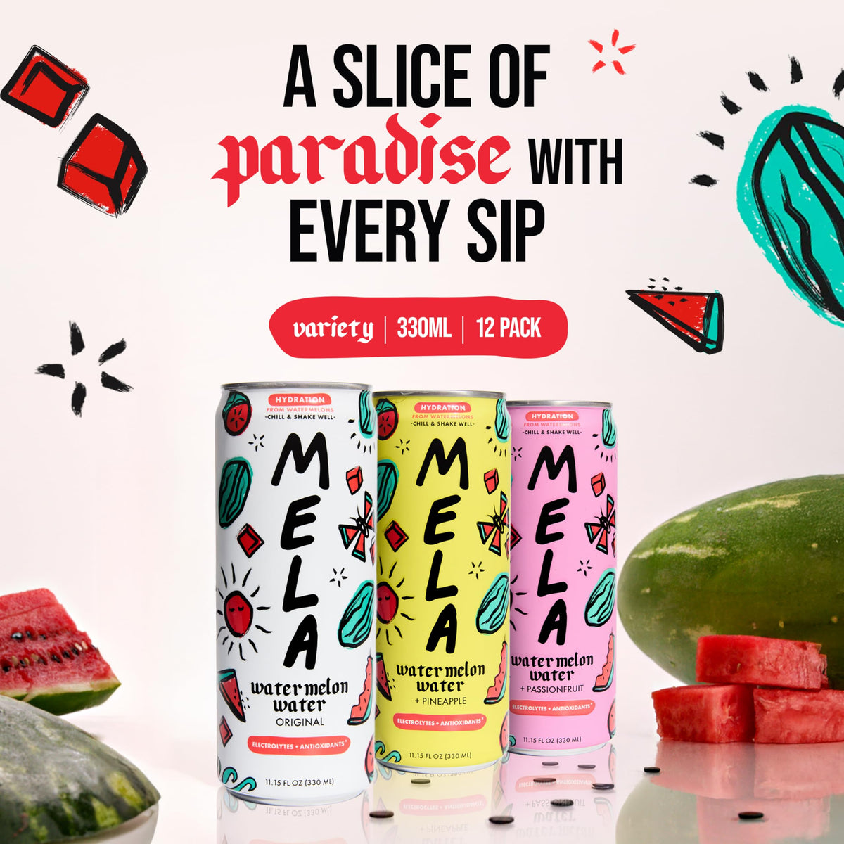 Mela Watermelon Water passionfruit bottle for post workout refreshment