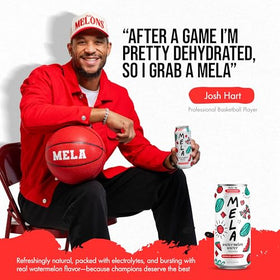 Mela Watermelon Water passionfruit flavor label highlighting tropical profile.