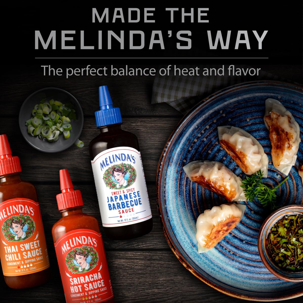 Melinda's sauces pair with grilled veggies for vibrant meals.