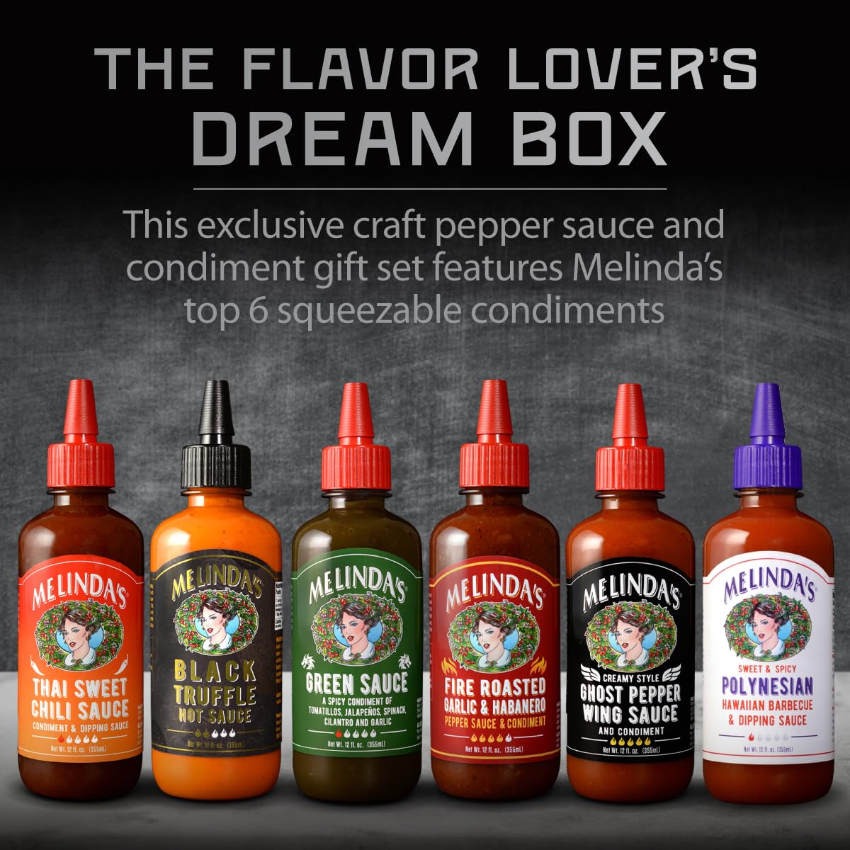 Melinda's Black Truffle Hot Sauce jar with premium ingredients
