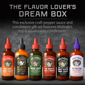Melinda's Black Truffle Hot Sauce jar with premium ingredients