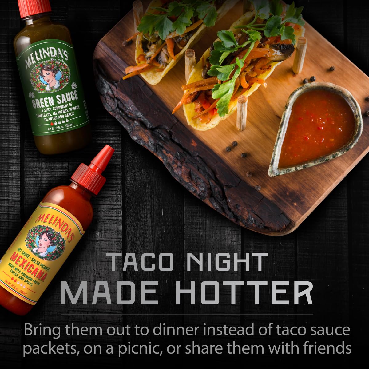 Melinda's Chipotle sauce bottle brings smoky, savory drizzle to meals.