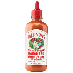 Melinda's Creamy Style Habanero Wing Sauce bottle showcasing creamy heat for wings