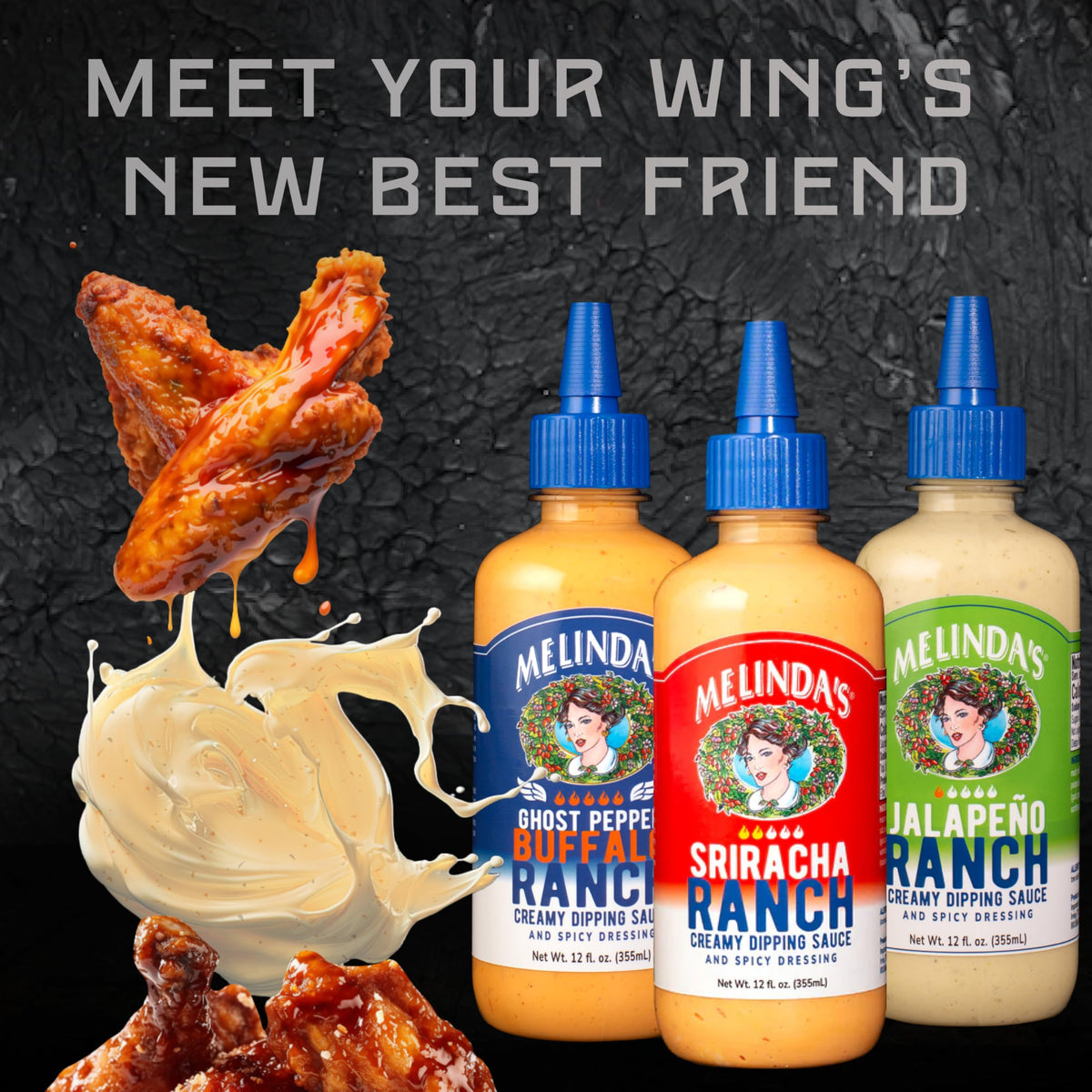 Melinda's Gift Set Wings Dippers—ready-to-share trio for game day.