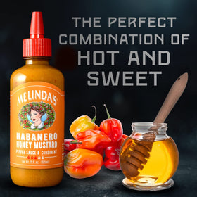 Fresh ingredients highlight in Melinda’s Habanero Honey Mustard jar