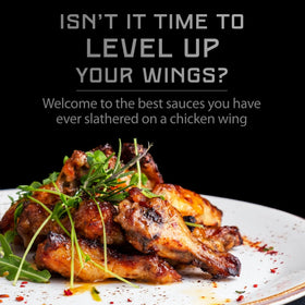 Melinda’s Habanero Wing Sauce bottle brings tangy heat to wings