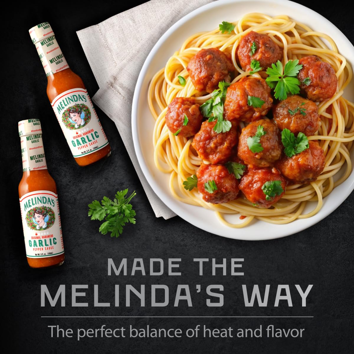 Melinda's Garlic Habanero on tacos for a zesty finish.
