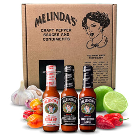 Melinda’s Hot Sauce Variety Pack packaging, a gift for heat lovers