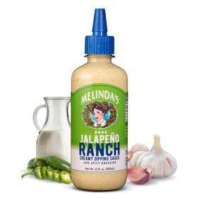 Melinda’s Jalapeño Ranch bottle with pour spout for easy dipping and drizzle.